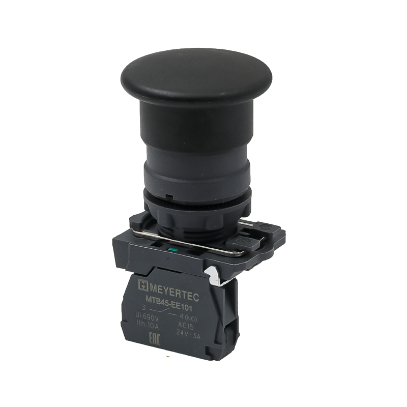 Кнопка грибовидная 40мм пружиный возврат 1NO IP65 пластик MTB5-AC21 черн. ОВЕН 137244