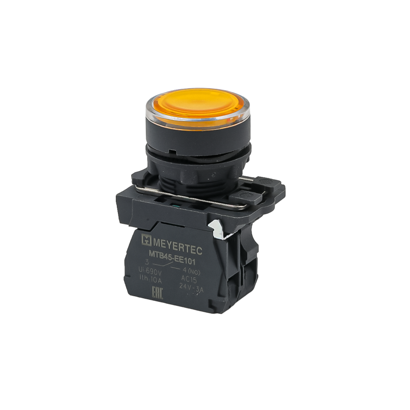 Кнопка с подсветкой 1NO 220В AC/DC IP65 пластик MTB5-AW35713 желт. ОВЕН 137271
