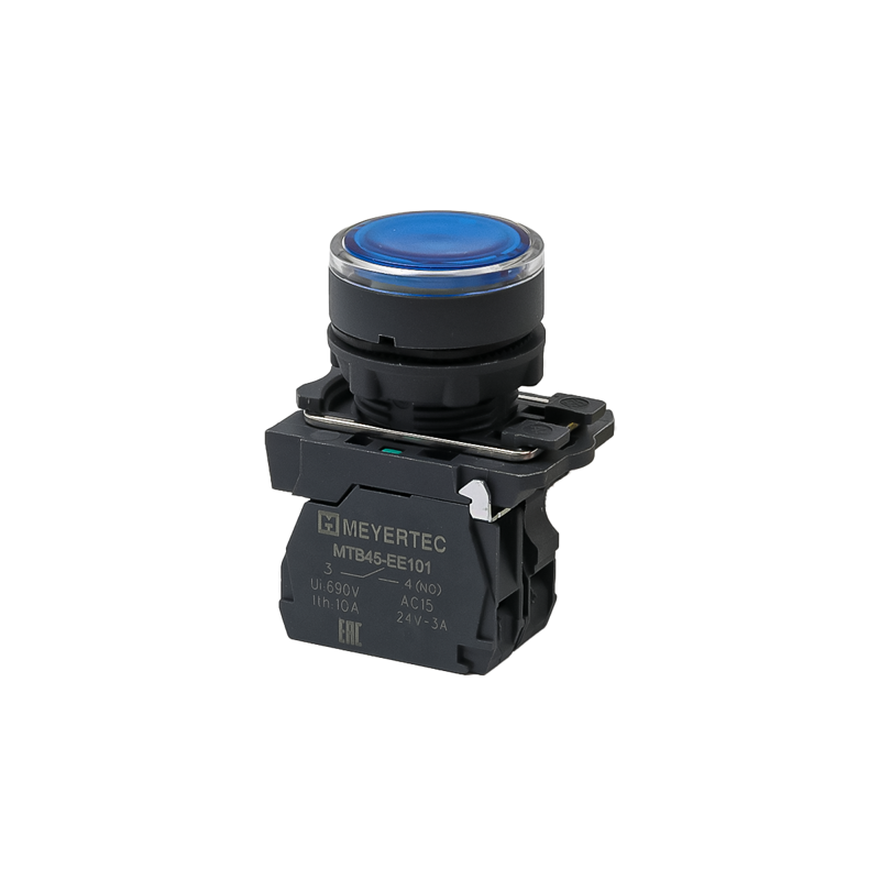 Кнопка с подсветкой 1NO 24В AC/DC IP65 пластик MTB5-AW36711 син. ОВЕН 137277