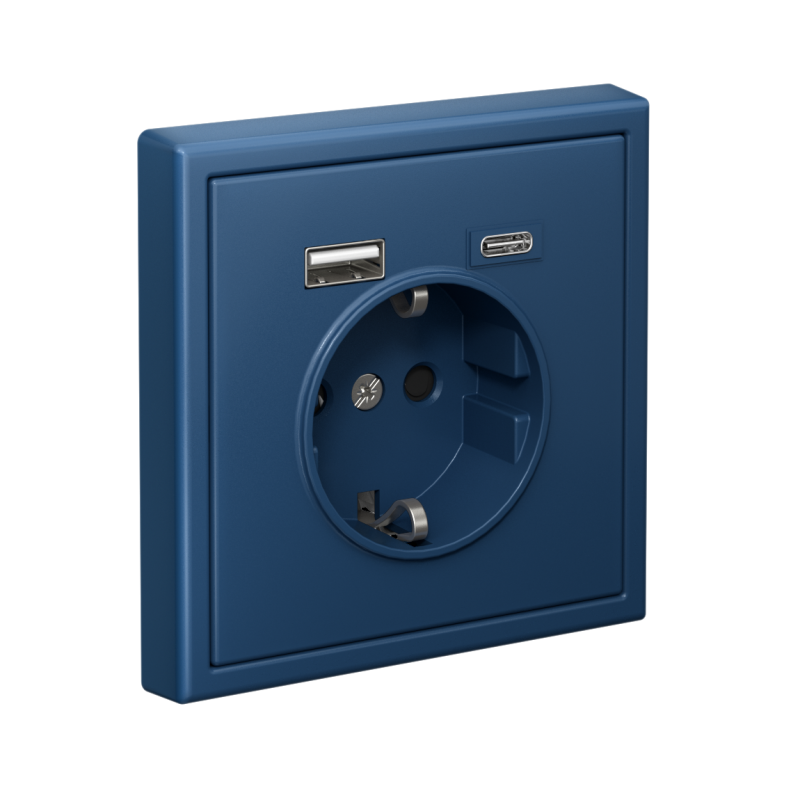 Розетка ArtGallery 16А с 2-мя заряд. устройствами USB A+C 5В/2.4А/3А 2х5В/1.5А механизм аквамарин SE GAL001132