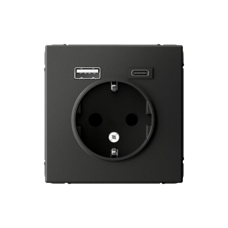 Розетка ArtGallery 16А с 2-мя заряд. устройствами USB A+C 5В/2.4А/3А 2х5В/1.5А механизм базальт SE GAL001432