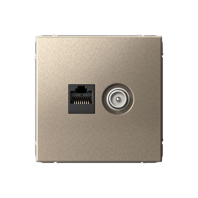 Розетка компьютерная + телевизионная 2-м СП ArtGallery RJ45 кат.5E + TV механизм шампань SE GAL000589