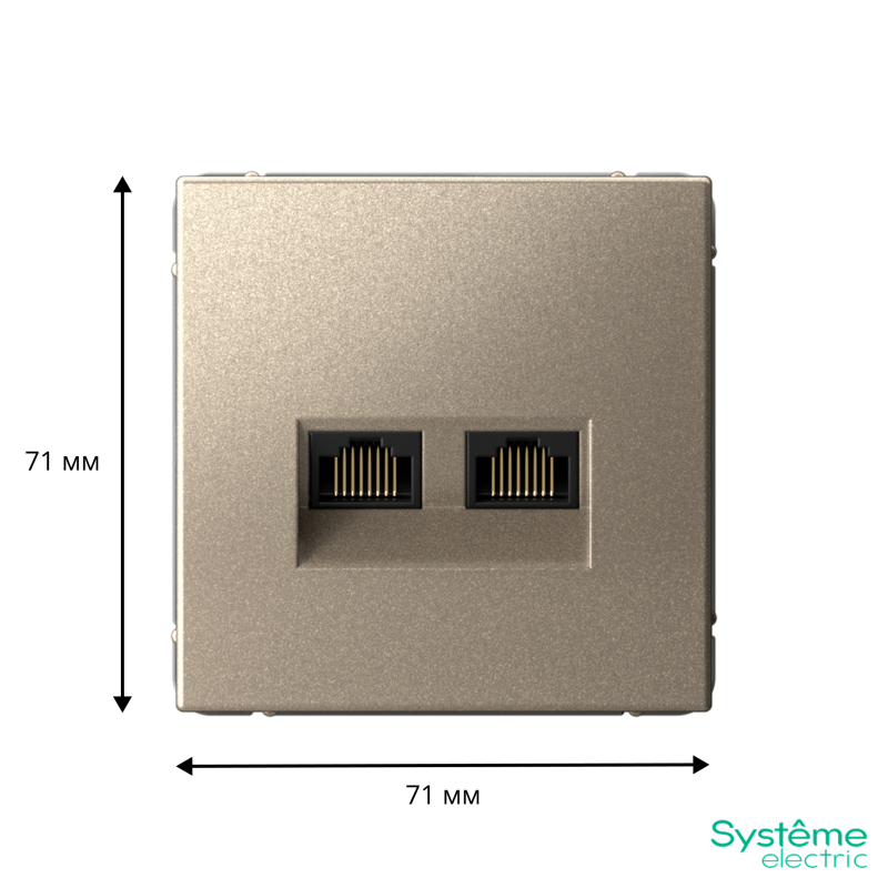 Розетка двойная компьютерная ArtGallery RJ45+RJ45 кат. 6A механизм шампань SE GAL000588