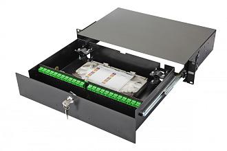 Панель оптическая 47C-24 19дюйм 1U фиксированная корпус на 24 адаптера 16 дуплекс SC/APC адаптеров OS2 Eurolan 47F-48-S2-2L-32-11BL-A