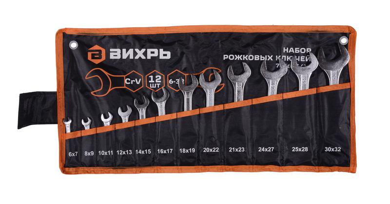 Набор рожковых ключей 12шт 6-32 в чехле Вихрь 73/6/5/14