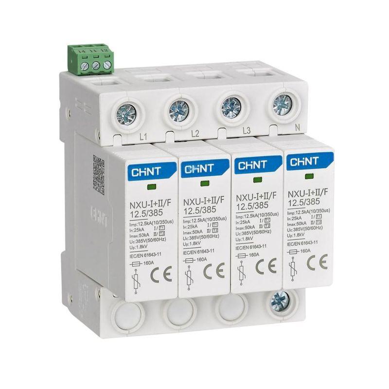 Ограничитель импульсных перенапряжений NXU-I+II/F 4P In=25кА Uc=275В Im=50кА (R) CHINT 308617