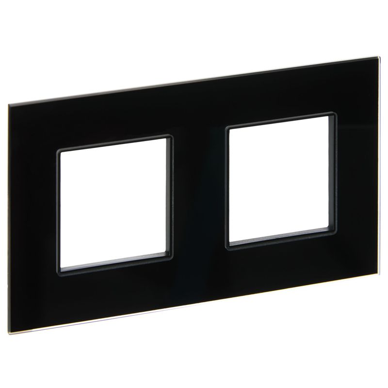 Рамка 2-м SKANDY SK-F22Bl стекло черн. IEK SK-M22-G-K02