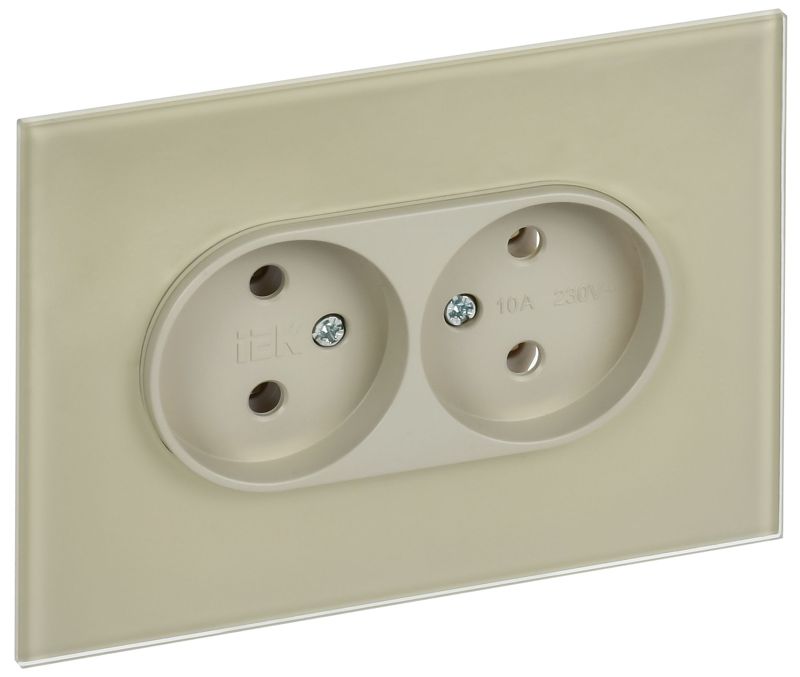 Розетка 2-м SKANDY 10А без заземл. без защ. шторок для плоской вилки SK-R03B беж. IEK SK-R20-10-K10