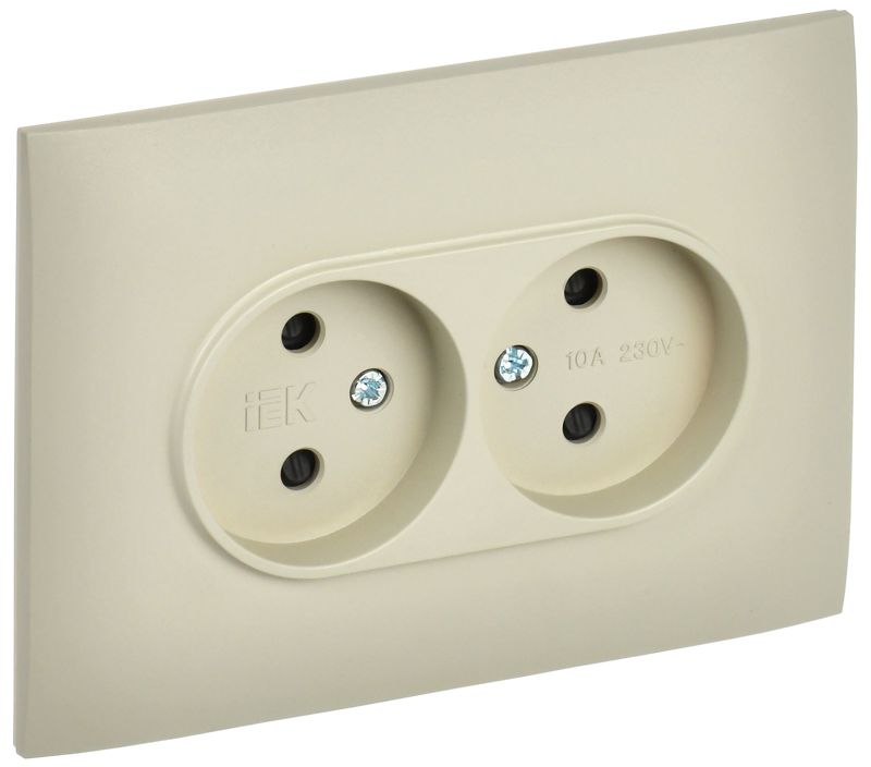 Розетка 2-м SKANDY 10А без заземл. защ. шторки в сборе SK-R09B беж. IEK SK-R23-10-K10-F
