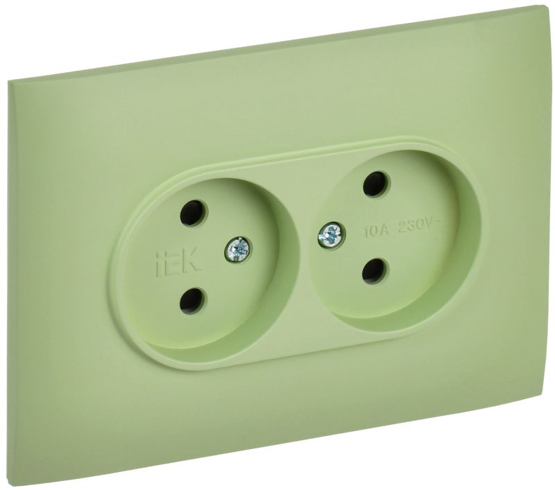 Розетка 2-м SKANDY 10А без заземл. защ. шторки в сборе SK-R09G мятный IEK SK-R23-10-K06-F