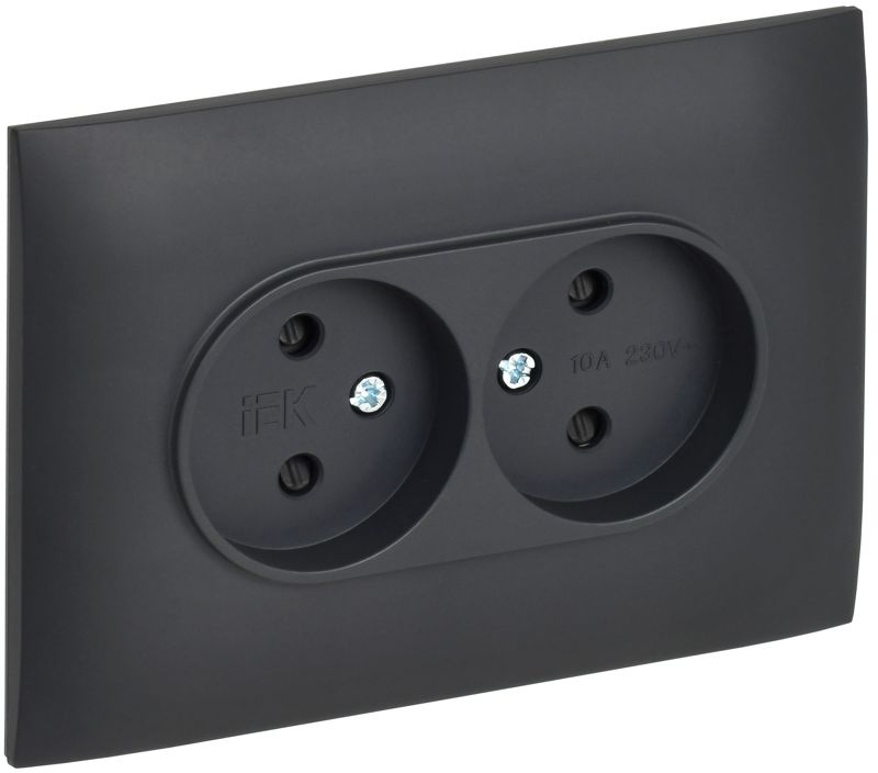 Розетка 2-м SKANDY 10А без заземл. защ. шторки в сборе SK-R09T титан IEK SK-R23-10-K48-F