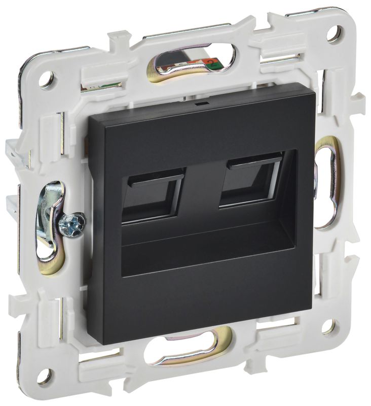 Розетка компьютерная двойн. RJ45 кат.6 SKANDY SK-K04Bl черн. IEK SK-K20-2-K02