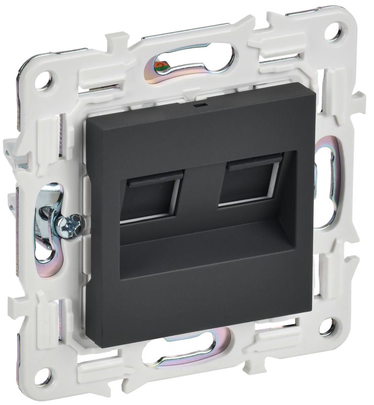 Розетка компьютерная двойн. RJ45 кат.6 SKANDY SK-K04G графит IEK SK-K20-2-K53