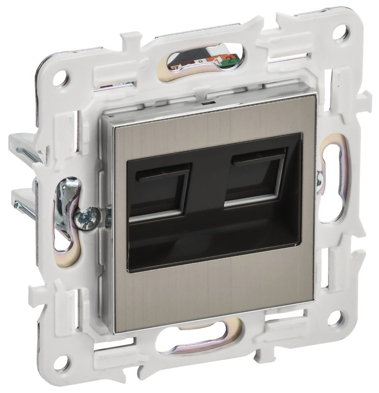 Розетка компьютерная двойн. RJ45 кат.6 SKANDY SK-K04N никель IEK SK-K20-2-K50