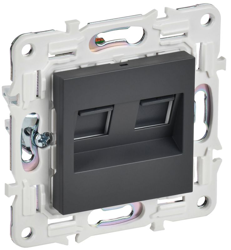 Розетка компьютерная двойн. RJ45 кат.6 SKANDY SK-K04T титан IEK SK-K20-2-K48