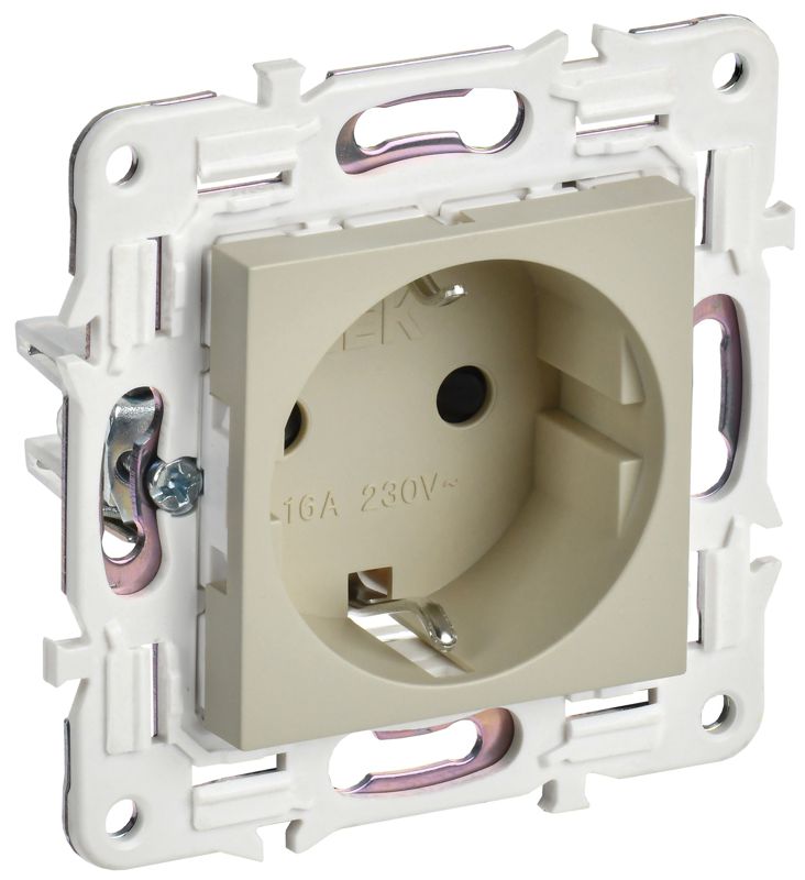 Розетка SKANDY 16А с заземл. защ. шторки безвинт. крепл. SK-R06B беж. IEK SK-R14-16-1-K10