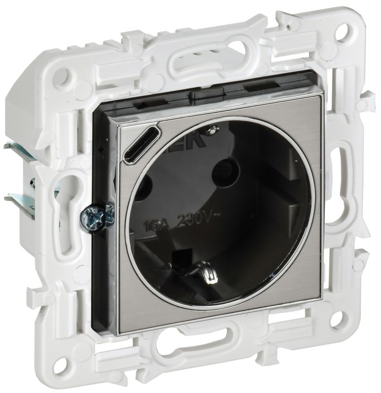 Розетка SKANDY 18Вт 16А с заземл. защ. шторки с USB C SK-R17N никель IEK SK-R14-16-U14-018-K50