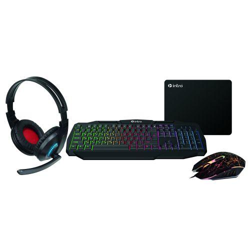 Комплект клавиатура и мышь GXZ900 игровой 1200-3600dpi + коврик + гарнитура черн. Intro Б0060194