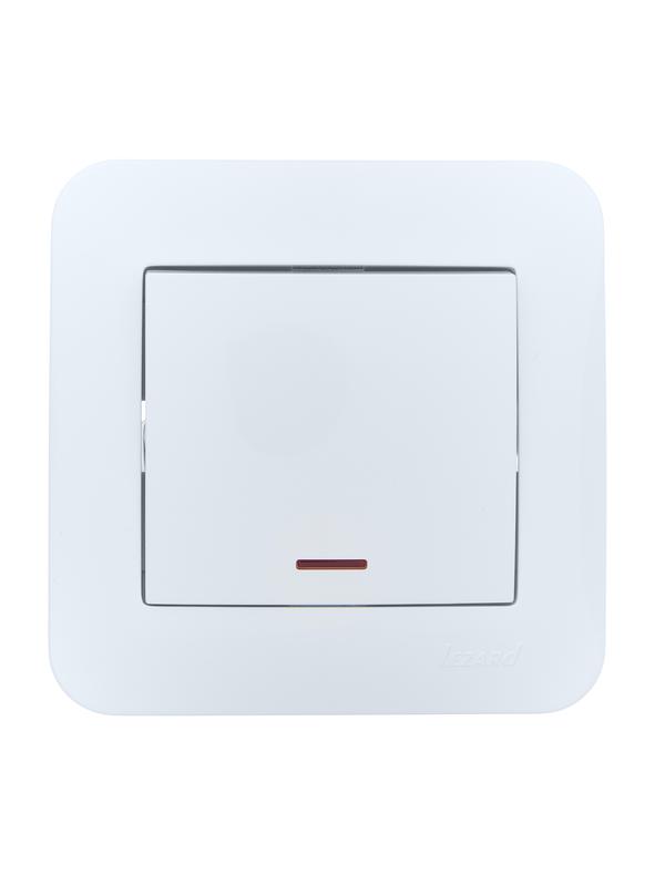 Выключатель 1-кл. 1п СП ASTI 10А IP20 с подсветкой в сборе бел. LEZARD 7081-0202-111