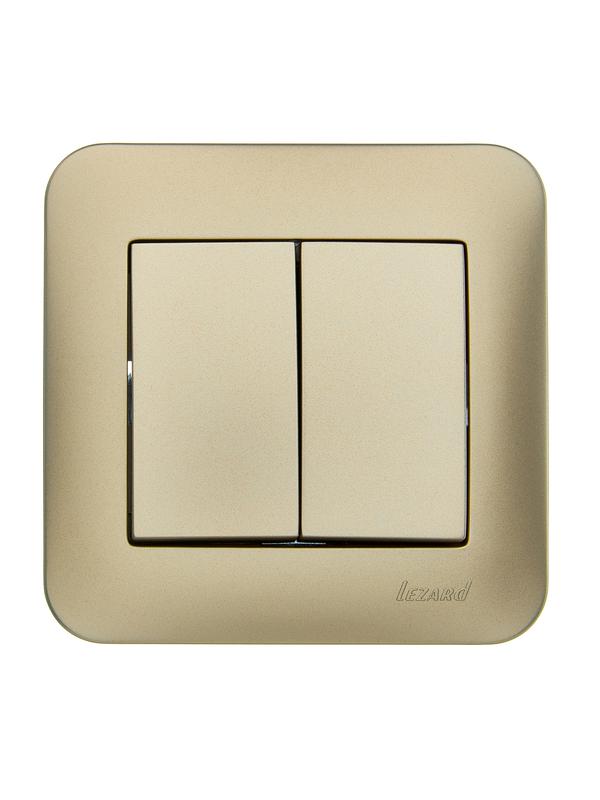 Выключатель 2-кл. 1п СП ASTI 10А IP20 в сборе золото. LEZARD 7081-3636-101
