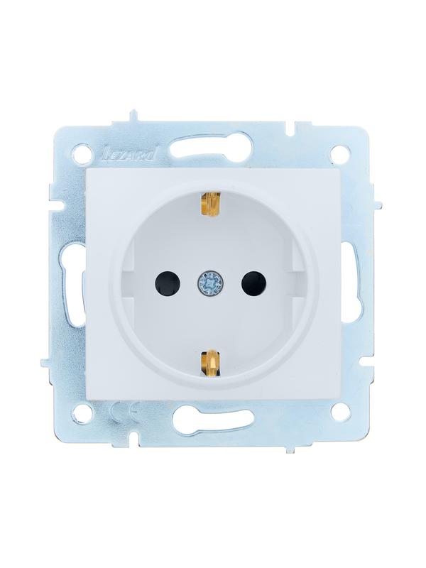 Розетка 1-м СП ASTI 16А IP20 с заземл. защ. шторки термопласт механизм бел. LEZARD 7081-0288-124B