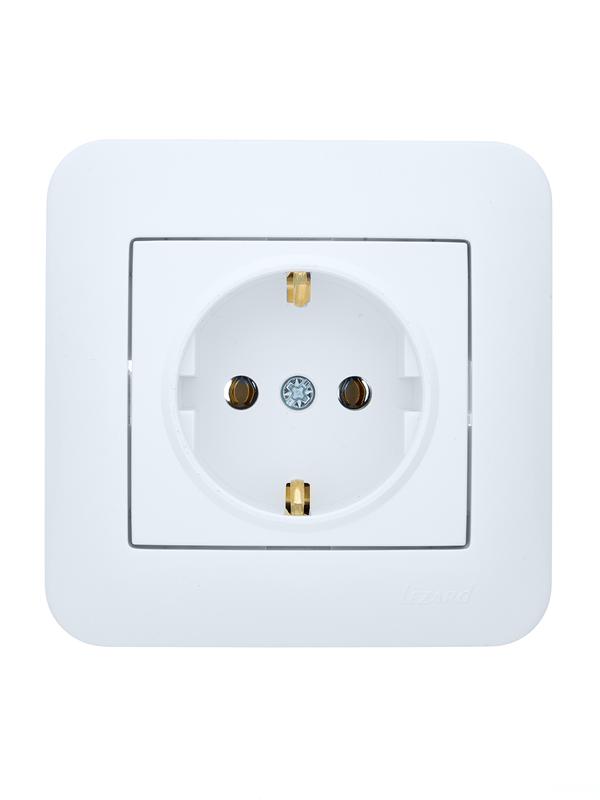Розетка 1-м СП ASTI 16А IP20 с заземл. термопласт в сборе бел. LEZARD 7081-0202-122B