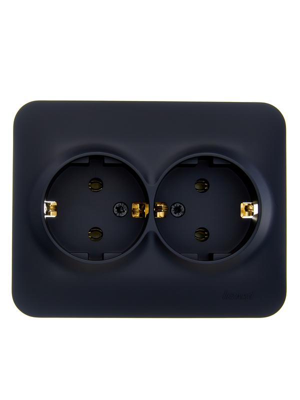 Розетка 2-м СП ASTI 16А IP20 с заземл. термопласт черн. бархат LEZARD 7081-4200-127B