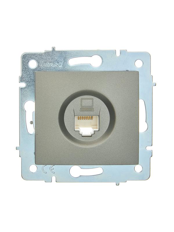 Розетка компьютерная 1-м СП ASTI IP20 RJ45 механизм Cat 5e платина. LEZARD 7081-3588-139