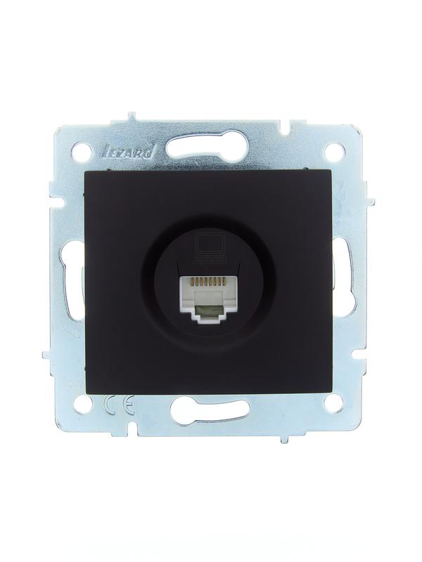 Розетка компьютерная 1-м СП ASTI IP20 RJ45 механизм Cat 5e черн. бархат LEZARD 7081-4288-139