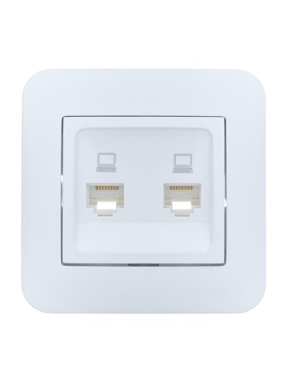 Розетка компьютерная 2-м СП ASTI IP20 RJ45 в сборе бел. LEZARD 7081-0202-141
