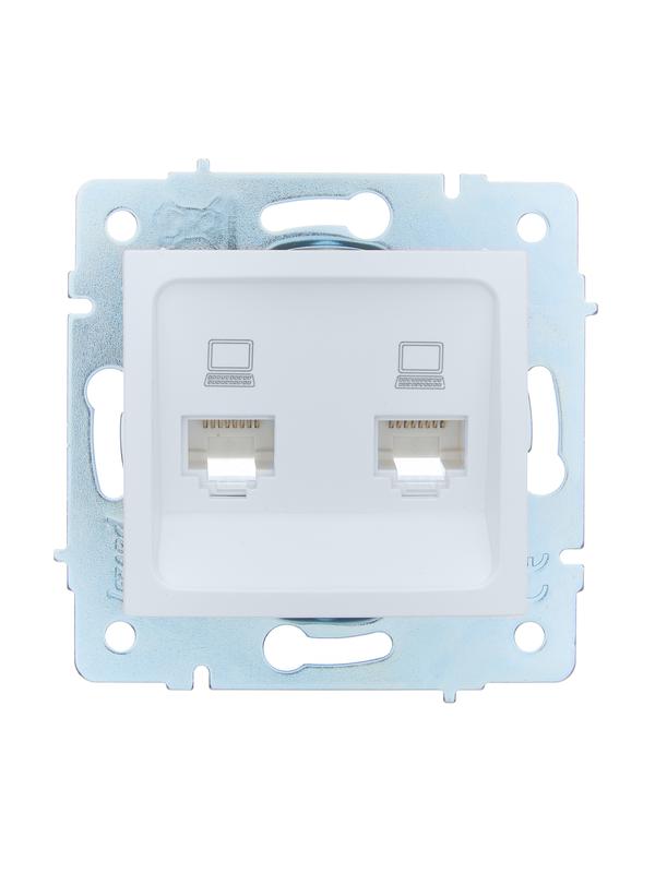 Розетка компьютерная 2-м СП ASTI IP20 RJ45 механизм бел. LEZARD 7081-0288-141