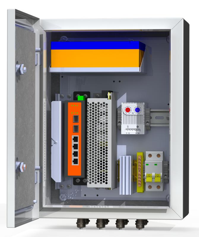Термошкаф коммутационный 4хPoE 2хSFP 4хSC АКБ 4х12В 2.2А/ч IP66 300х400х210мм 6 УТП 4К ГЗ AКБ 2А Mastermann 00-00015648