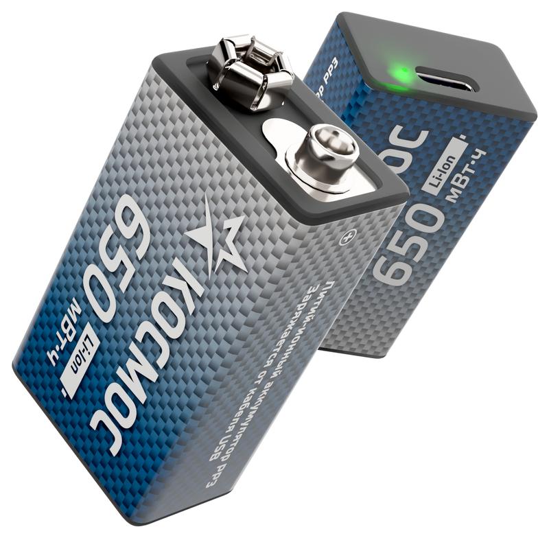 Аккумулятор крона Li-ion 9В 650мАч (блист.1шт) КОСМОС KOCLi9V650mAh1BL