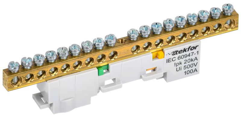 Шина PE "земля" неизол. на универс. держ. 6х9-18-Ж TEKFOR IEK TF-NN10-18-DL-K05