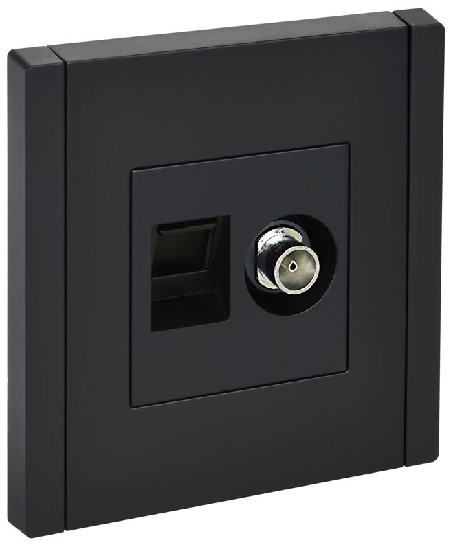 Розетка 2-м TV+RJ45 кат.5E FORTE&PIANO FP136 черн. IEK FP-AK20-1-K02