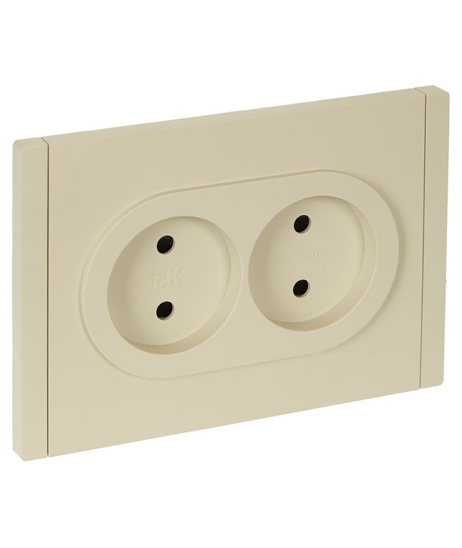 Розетка 2-м СП FORTE&PIANO FP425 10А без заземл. защ. шторки безвинт. крепл. ваниль IEK FP-R23-10-1-K10