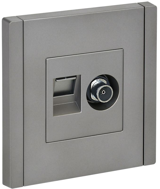 Розетка 2-м TV+RJ45 кат.5E FORTE&PIANO FP536 сталь IEK FP-AK20-1-K46