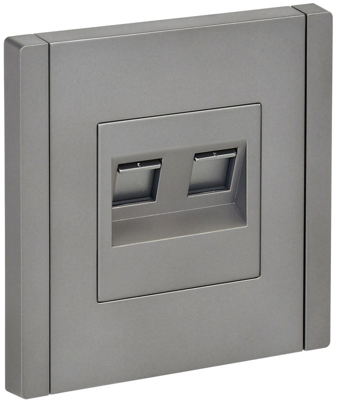 Розетка компьютерная 2-м RJ45 кат.5E FORTE&PIANO FP533 сталь IEK FP-K20-1-K46