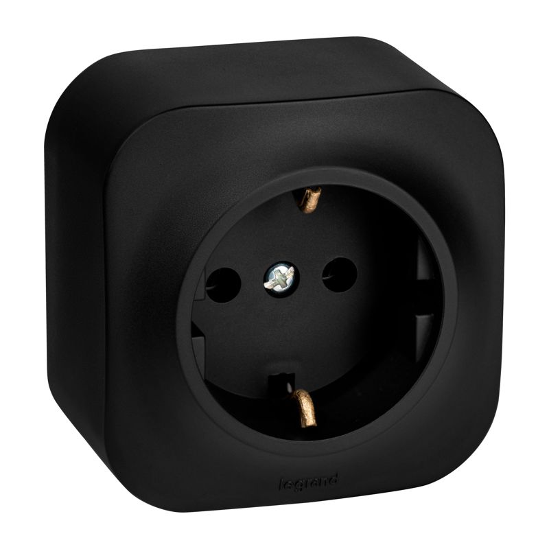 Розетка 1-м ОП Quteo 16А IP20 2P+E с заземл. без защ. шторок черн. матов. IEK 782472