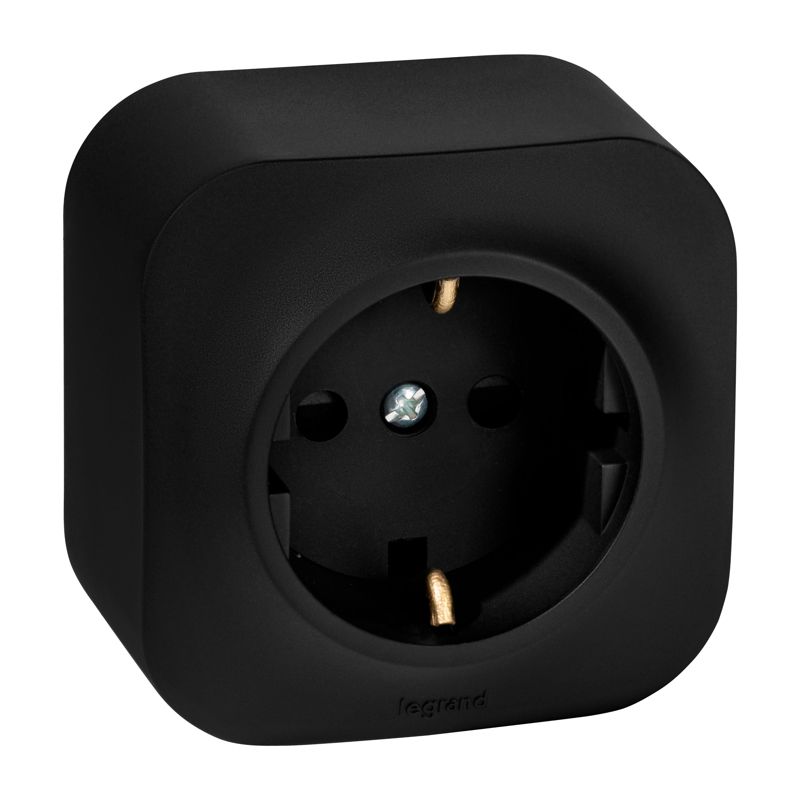 Розетка 1-м ОП Quteo 16А IP20 250В 2P+E с заземл. защ. шторки черн. матов. IEK 782476