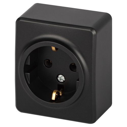Розетка 1-м ОП Эксперт 11-2203-05 16А IP20 250В 2P+E Schuko антрацит Эра Б0063008
