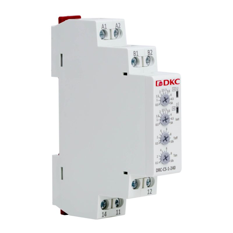 Реле контроля тока тип DRC 0.5-5А конфигурация контакта 1CO 24-240 АC/DC DKC DRC-C5-1-240