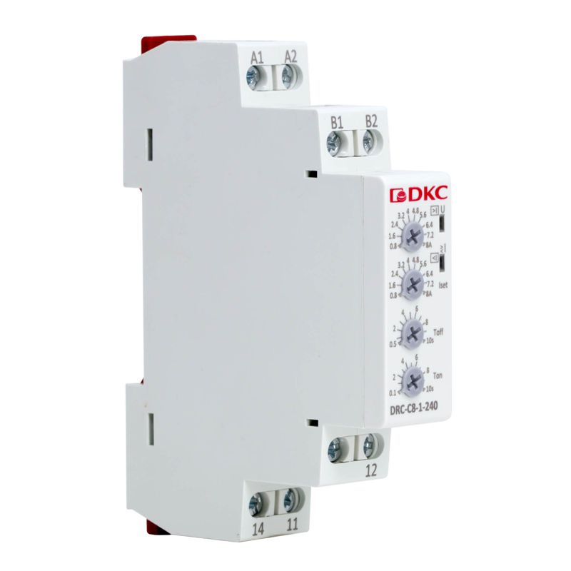 Реле контроля тока тип DRC 0.8-8А конфигурация контакта 1CO 24-240 AC/DC DKC DRC-C8-1-240