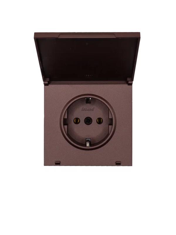 Розетка 1-мест. с/з с крышкой ПБТ СП ZIMA IP20 16А безвинт. зажим шоколад LEZARD 704-7388-123BQC