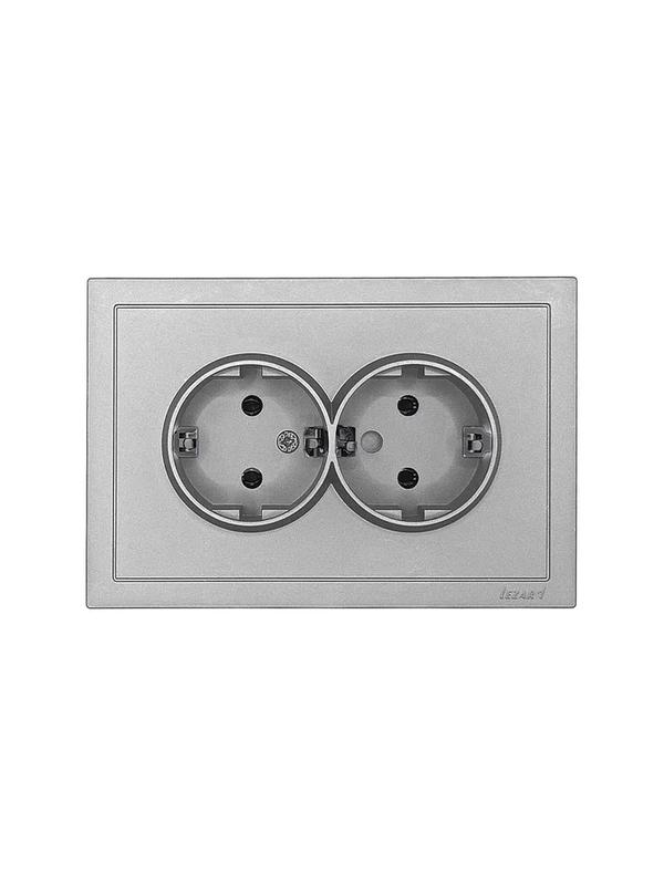 Розетка 2-мест. б/з СП ZIMA IP20 16А ПБТ безвинт. зажим сер. матов. LEZARD 704-7400-128BQC