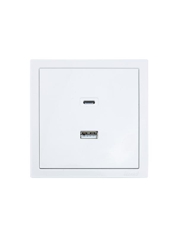 Розетка Type-C+ USB разъем СП ZIMA IP20 бел. LEZARD 704-0288-192TC