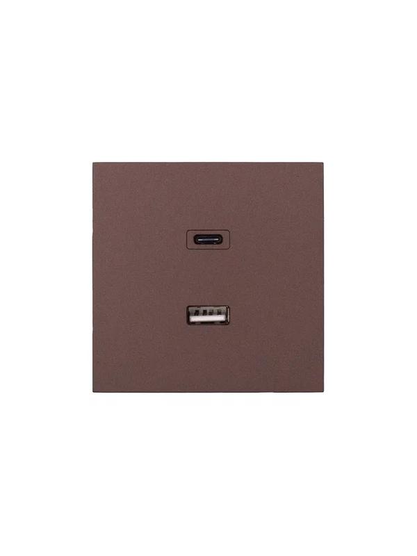 Розетка Type-C+ USB разъем СП ZIMA IP20 шоколад LEZARD 704-7388-192TC