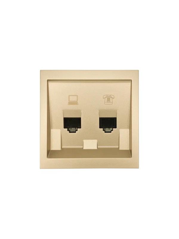 Розетка компьютер+телефон СП ZIMA IP20 зол. LEZARD 704-3688-143