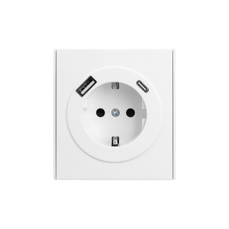 Розетка 1-м СП STRONG MIELE 16А с заземл. защ. шторки с USB A+C быстрой зарядки 5В/3А жемчуж. Kranz KR-78-0704-4