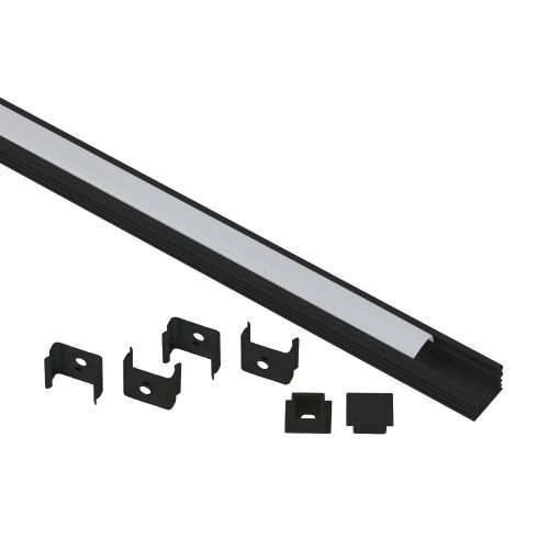 Комплект с накладным анодированным профилем 1612B 16х12мм. 2м САВ261 черн. Эра Б0062758